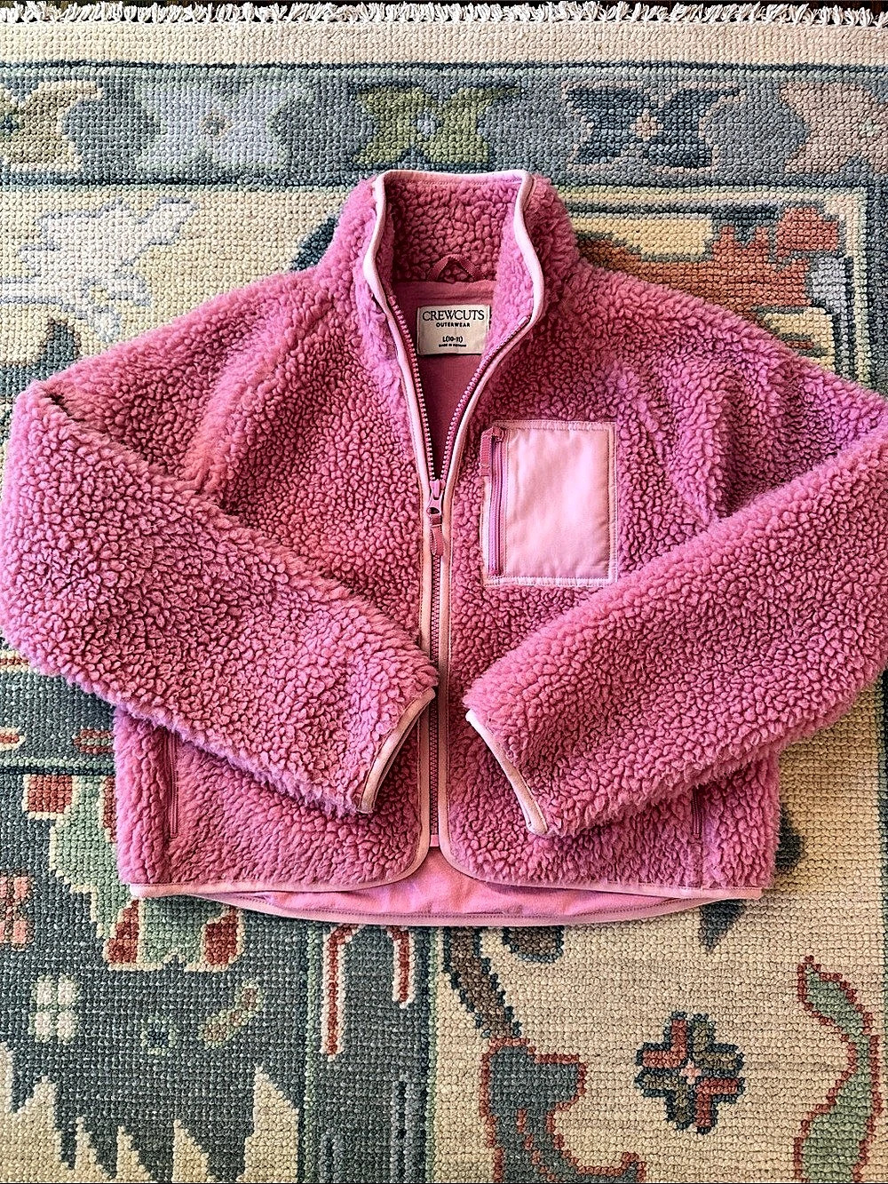 Crewcuts Girls Sherpa Zip-Up Jacket Pink Girls Large